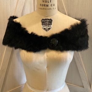 Faux black fur shoulder shawl